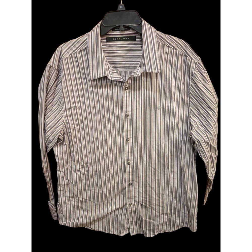Sean John Button Up Shirt Men's Size XL Striped Dress Long-Sleeve Cotton